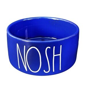 Rae Dunn big Ceramic NOSH 6" pet dog dinner water bowl blue white artisan